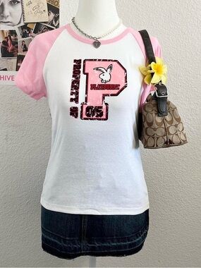 Vintage Y2K Deadstock Playboy Bunny Graphic Baby Tee T-Shirt